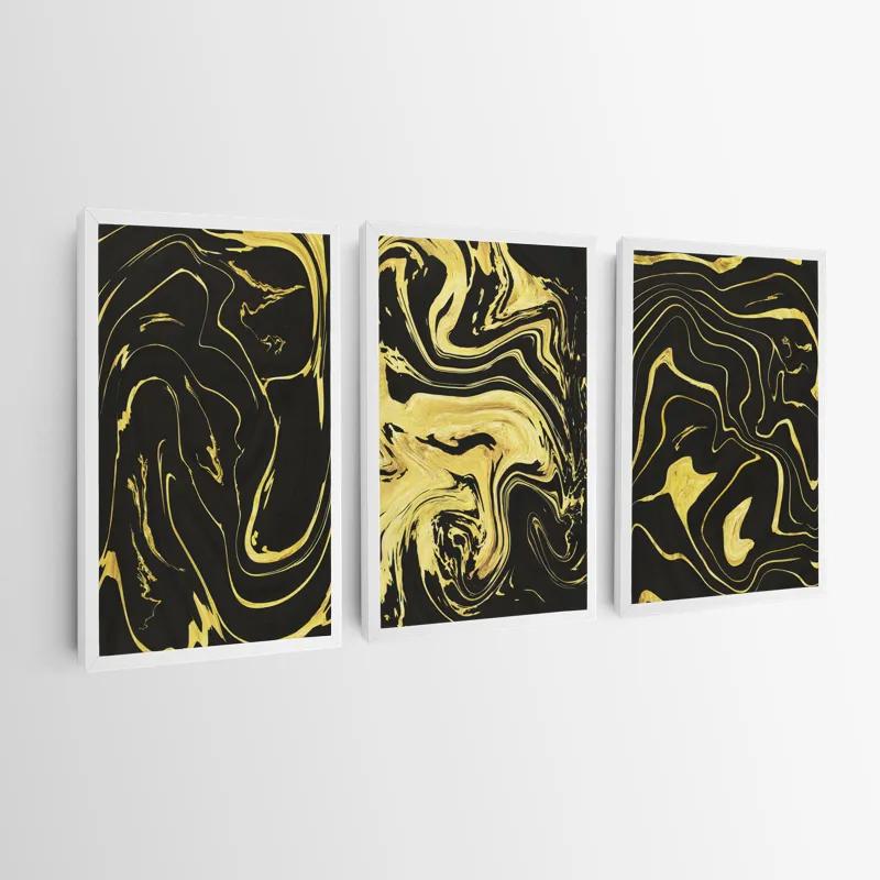 Mehrteiliges Leinwandbild Abstract Gold Lines mockup 0