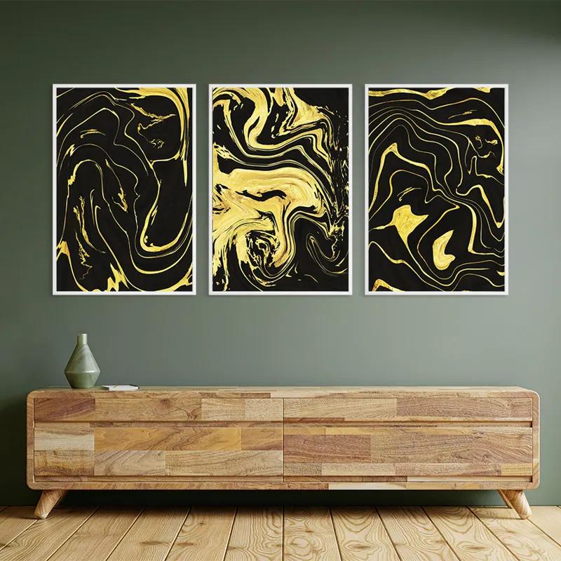 Mehrteiliges Leinwandbild Abstract Gold Lines mockup 2