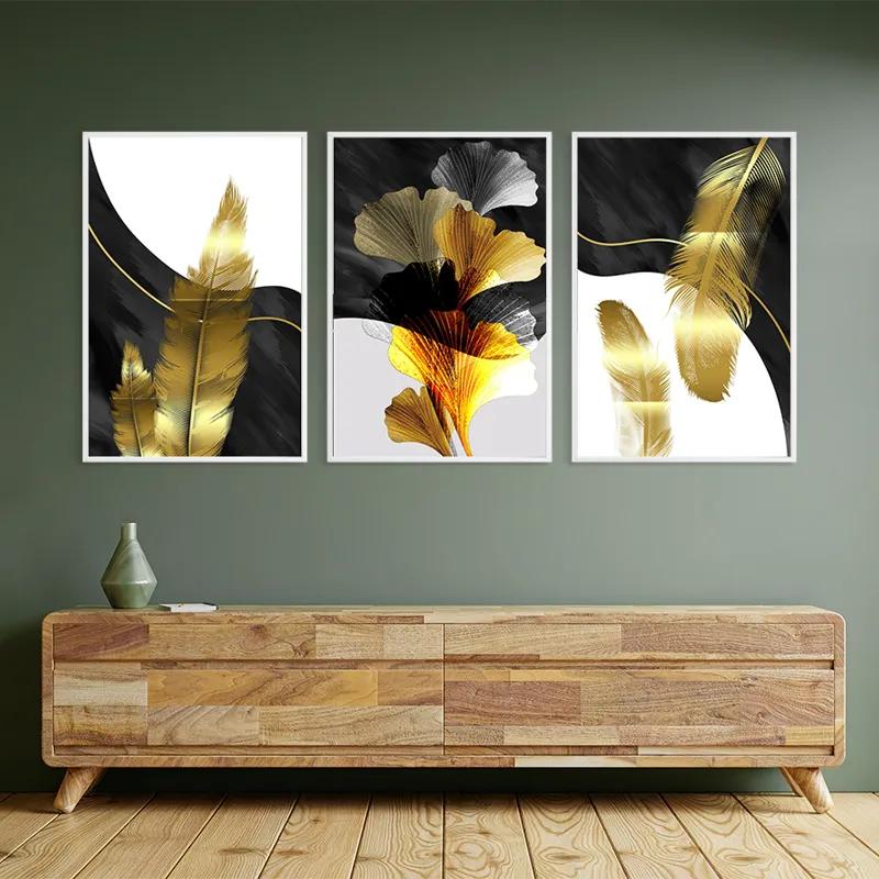 Mehrteiliges Leinwandbild Golden Feathers mockup 2