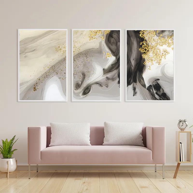 Mehrteiliges Leinwandbild Cream Glitter Set mockup 3