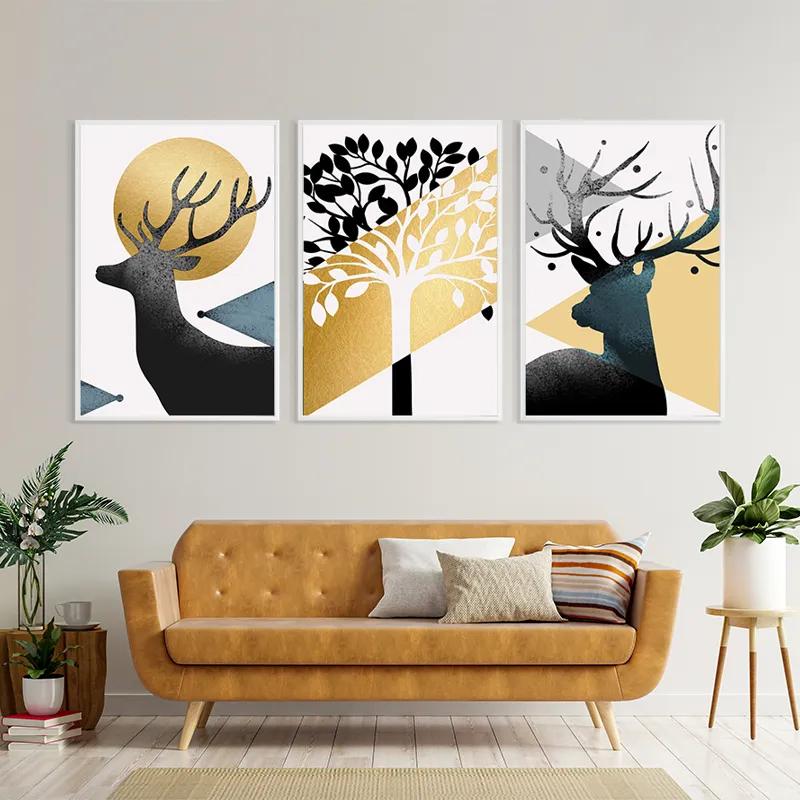 Mehrteiliges Leinwandbild Blacknd White Tree mockup 4