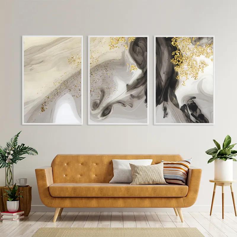 Mehrteiliges Leinwandbild Cream Glitter Set mockup 4