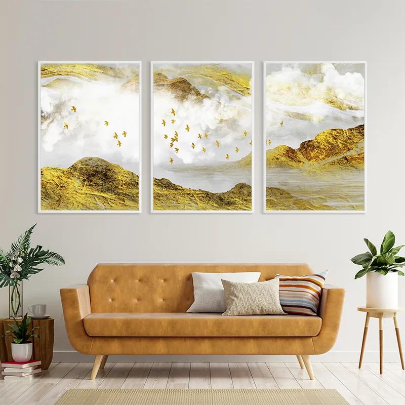 Mehrteiliges Leinwandbild Gold Mountain Set mockup 4