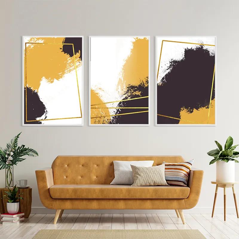 Mehrteiliges Leinwandbild Gold Square Set mockup 4