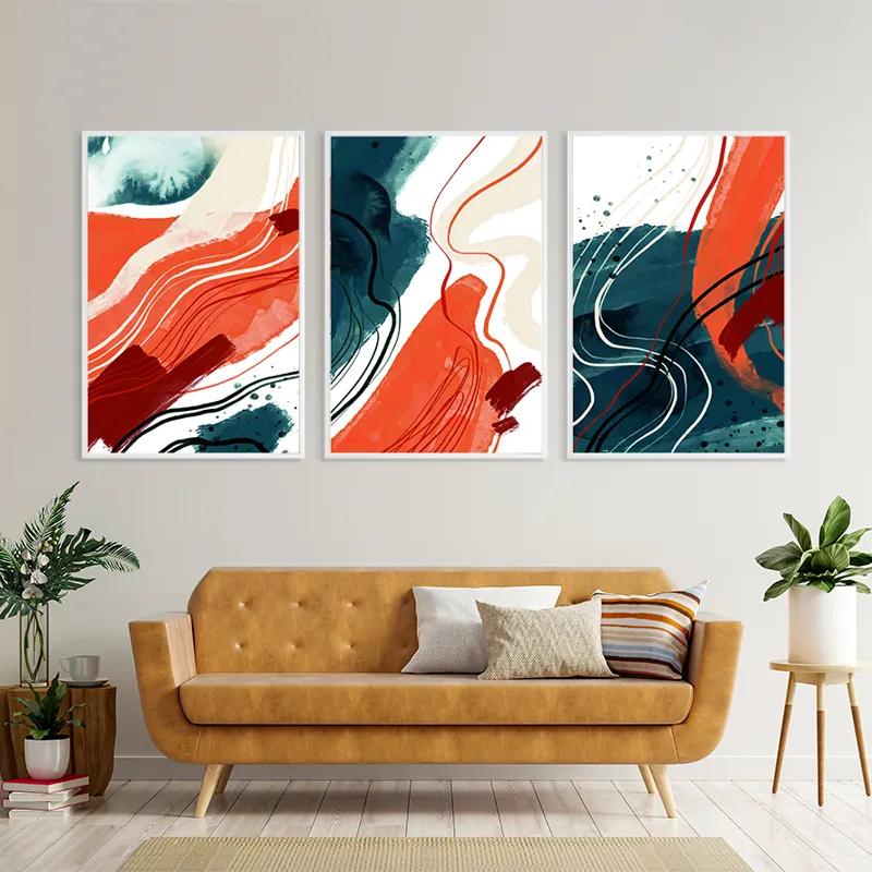 Mehrteiliges Leinwandbild Orangelue Set mockup 4