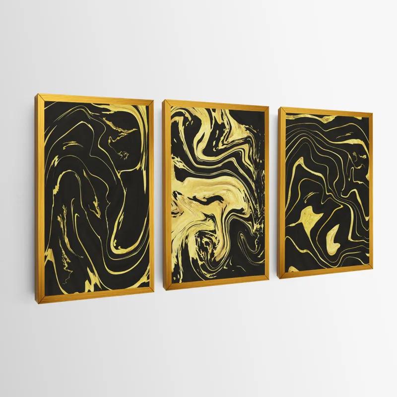 Mehrteiliges Leinwandbild Abstract Gold Lines mockup 0