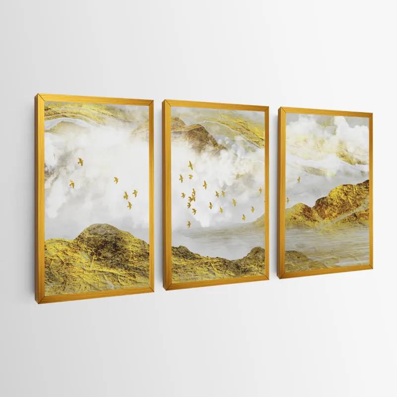 Mehrteiliges Leinwandbild Gold Mountain Set mockup 0
