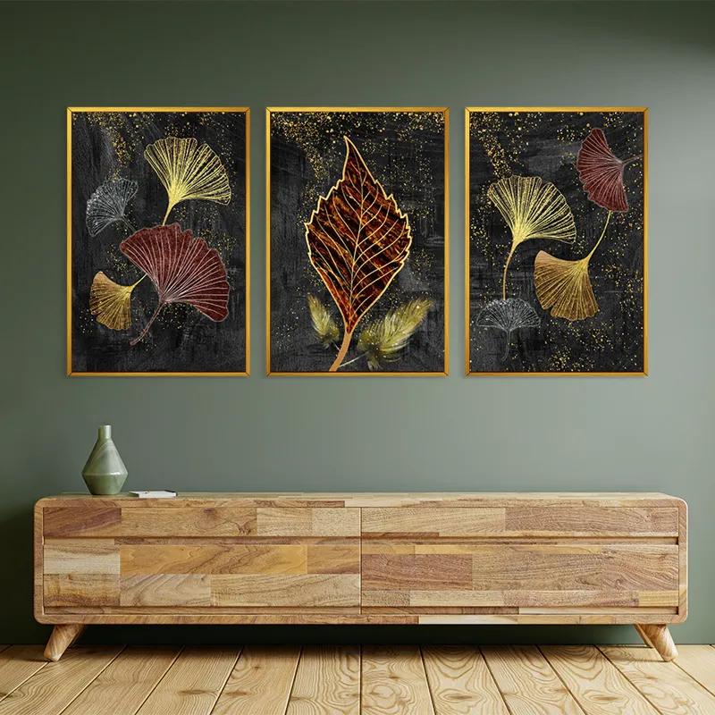 Mehrteiliges Leinwandbild Fire Leaves mockup 2