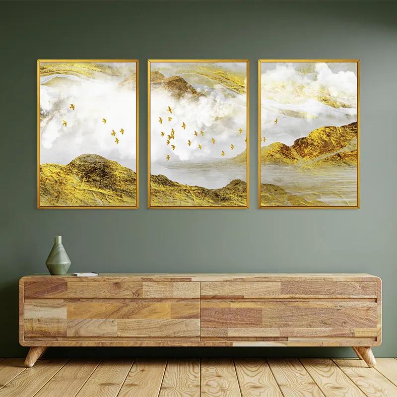 Mehrteiliges Leinwandbild Gold Mountain Set mockup 2