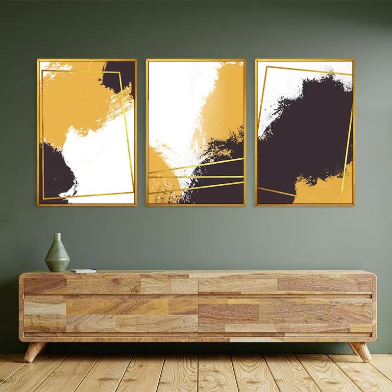 Mehrteiliges Leinwandbild Gold Square Set mockup 2