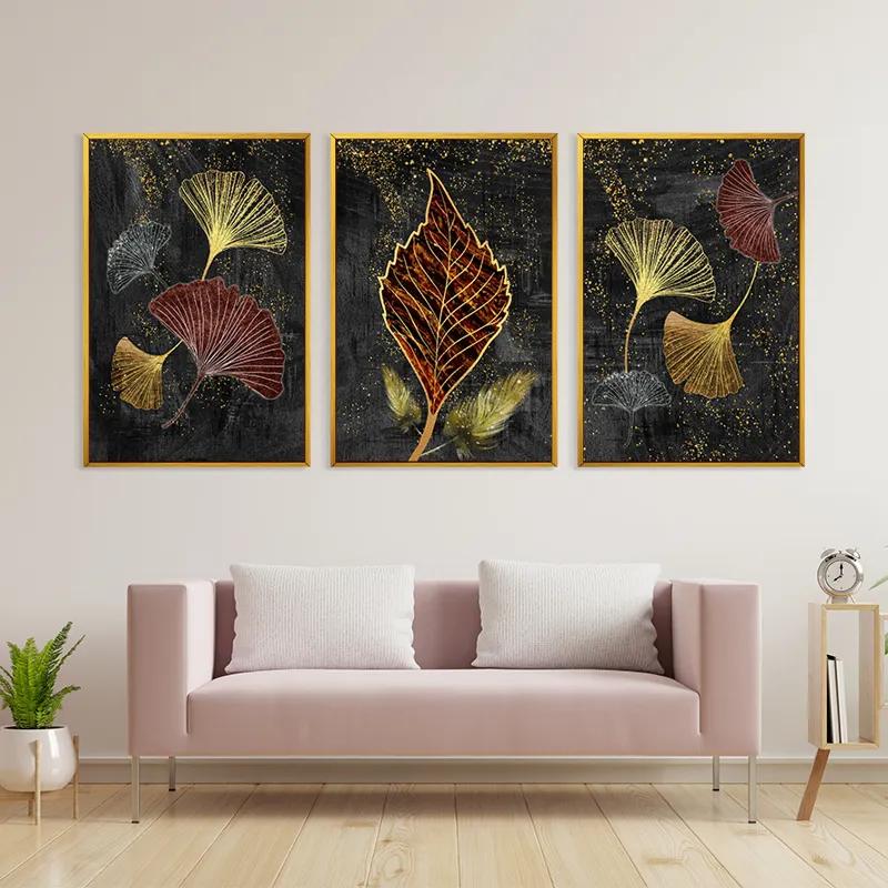 Mehrteiliges Leinwandbild Fire Leaves mockup 3