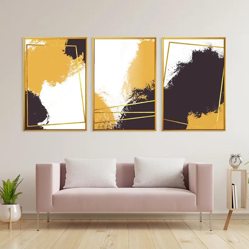 Mehrteiliges Leinwandbild Gold Square Set mockup 3