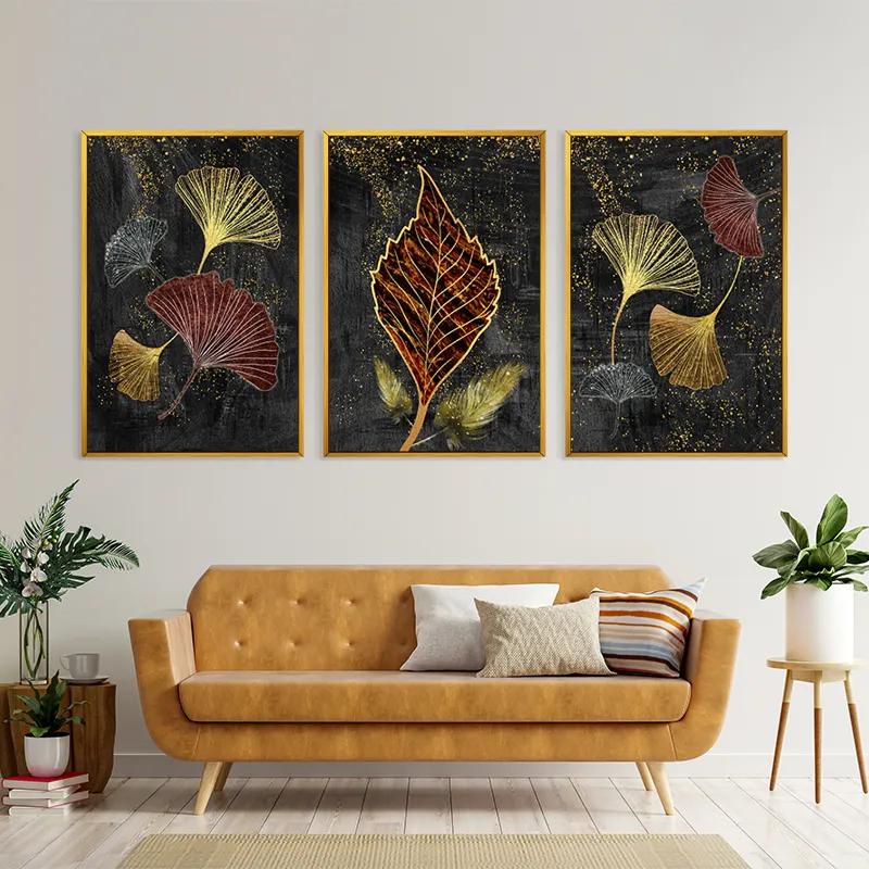 Mehrteiliges Leinwandbild Fire Leaves mockup 4