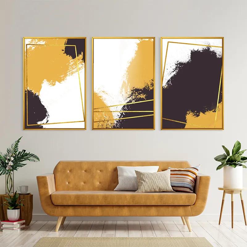 Mehrteiliges Leinwandbild Gold Square Set mockup 4