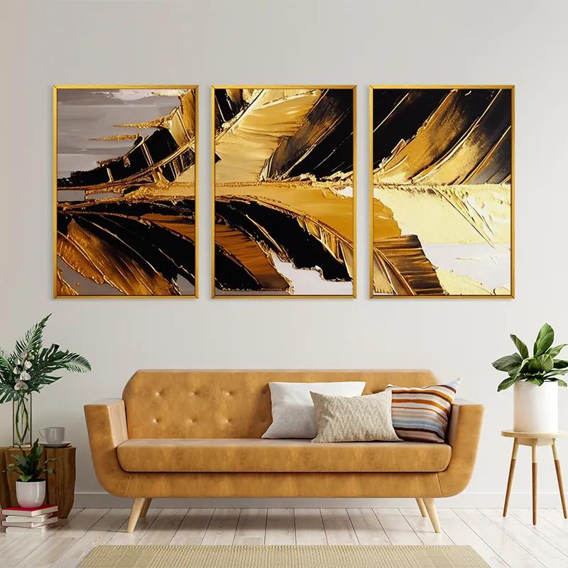 Mehrteiliges Leinwandbild Goldenlack Set mockup 4