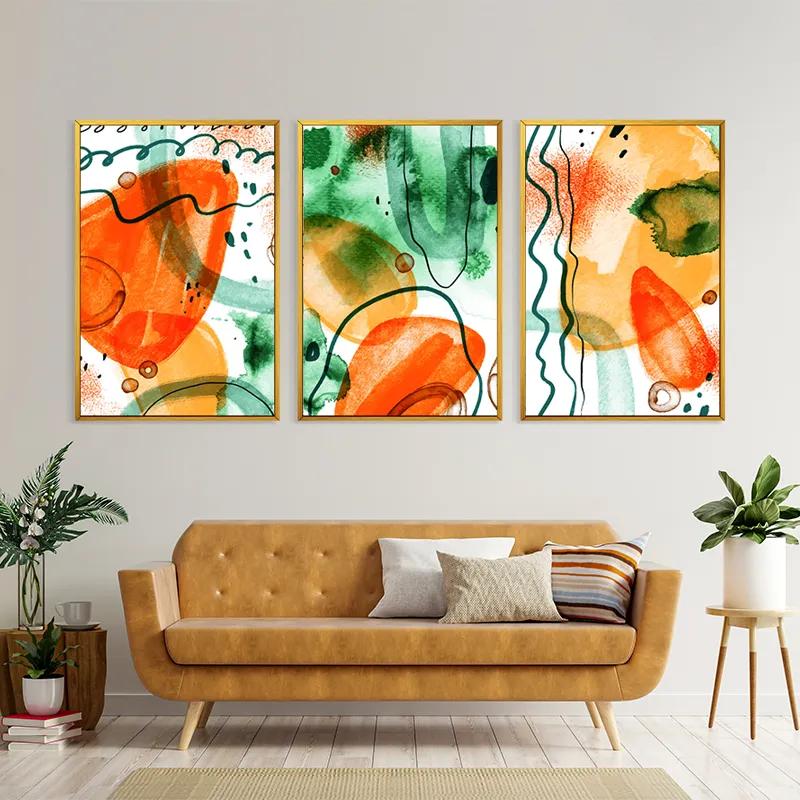 Mehrteiliges Leinwandbild Orange Green Set mockup 4