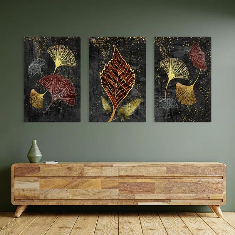 Mehrteiliges Leinwandbild Fire Leaves mockup 2