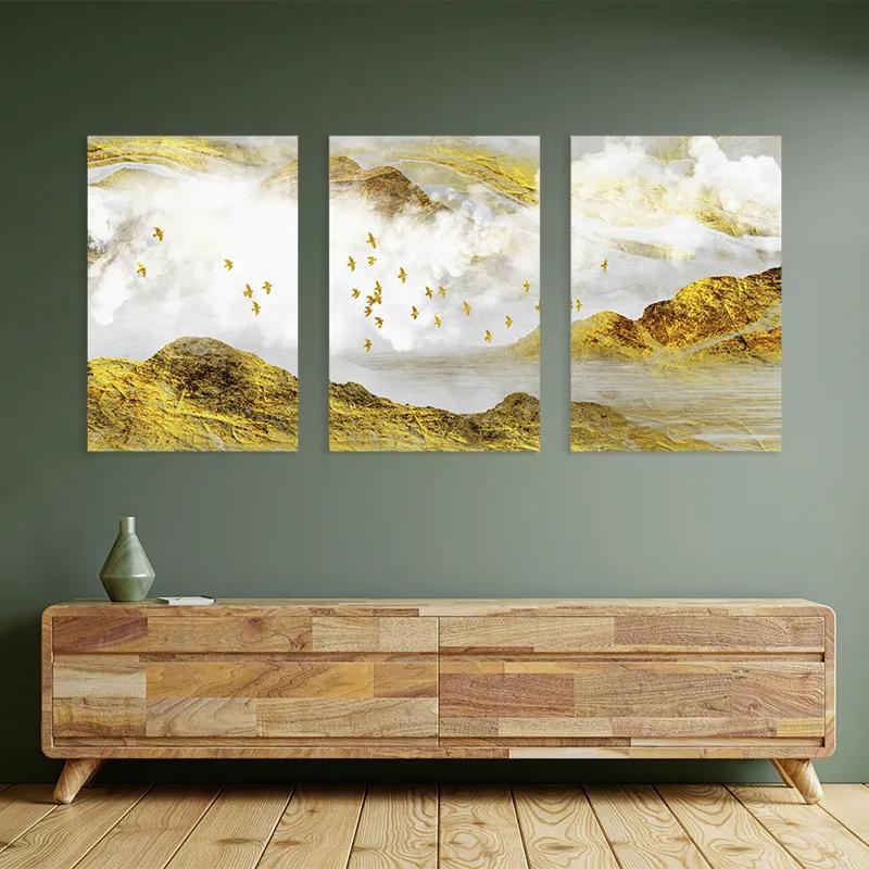Mehrteiliges Leinwandbild Gold Mountain Set mockup 2