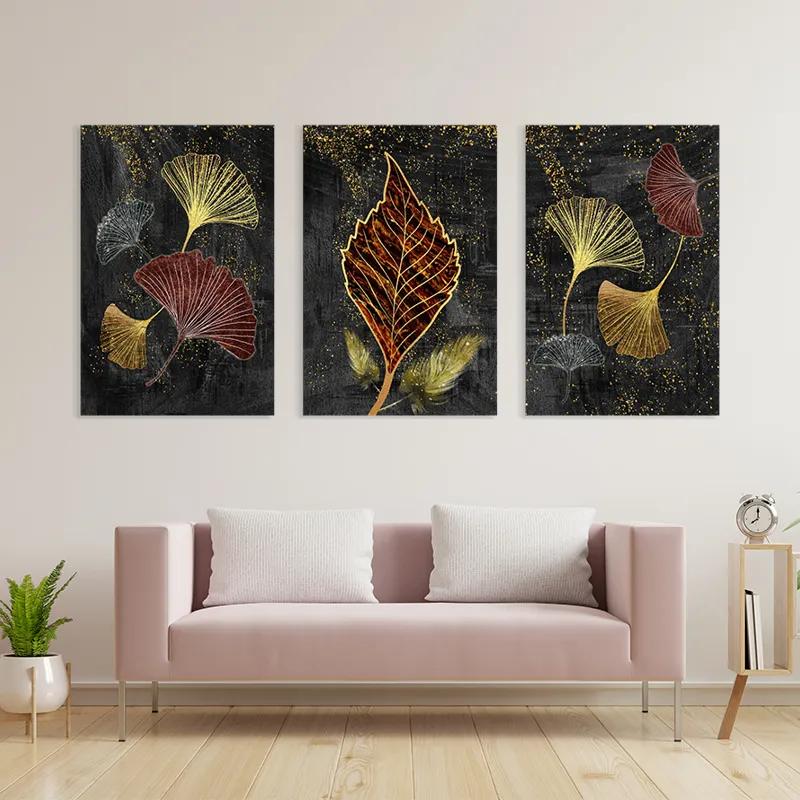 Mehrteiliges Leinwandbild Fire Leaves mockup 3