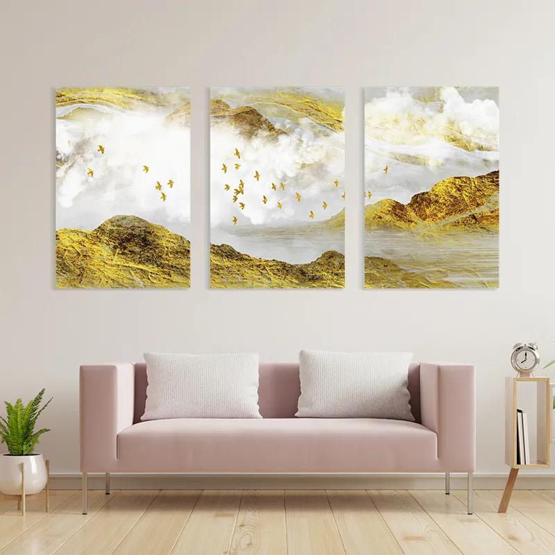 Mehrteiliges Leinwandbild Gold Mountain Set mockup 3