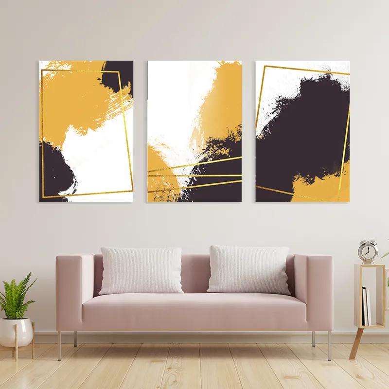 Mehrteiliges Leinwandbild Gold Square Set mockup 3