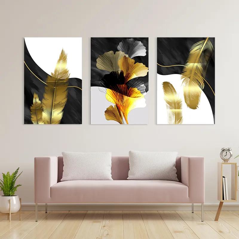 Mehrteiliges Leinwandbild Golden Feathers mockup 3