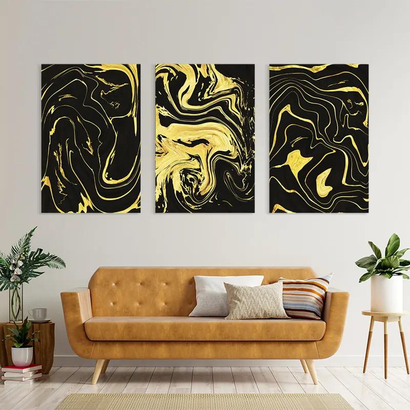 Mehrteiliges Leinwandbild Abstract Gold Lines mockup 4