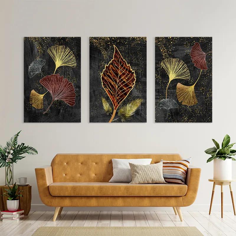 Mehrteiliges Leinwandbild Fire Leaves mockup 4