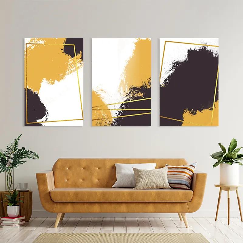 Mehrteiliges Leinwandbild Gold Square Set mockup 4