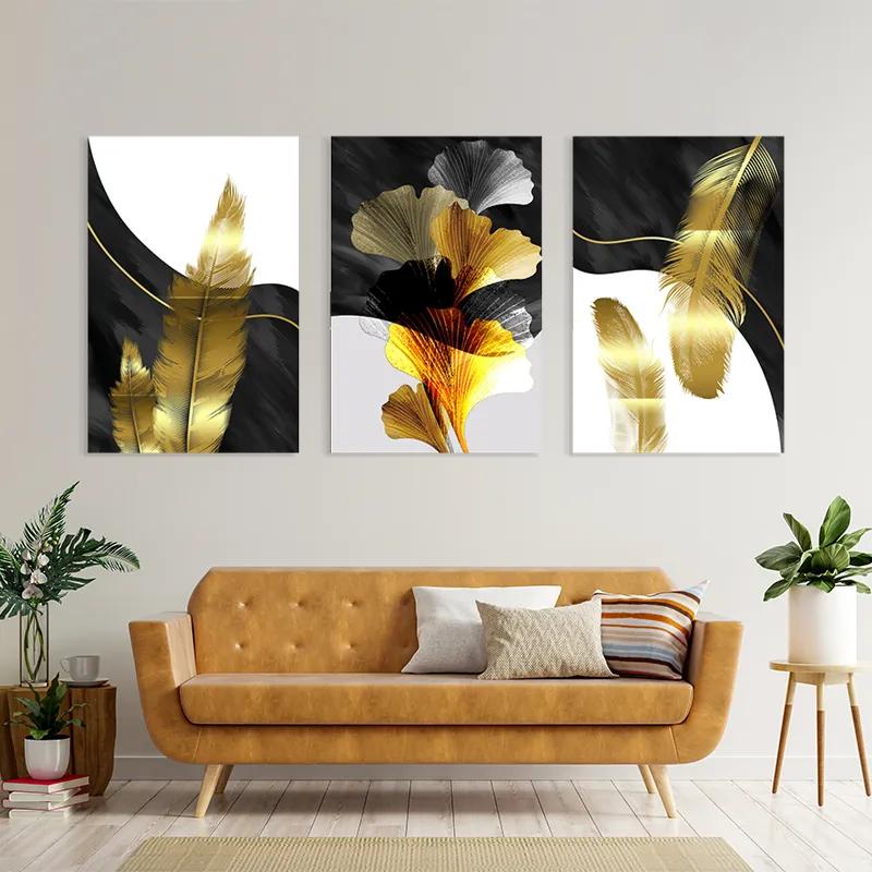 Mehrteiliges Leinwandbild Golden Feathers mockup 4