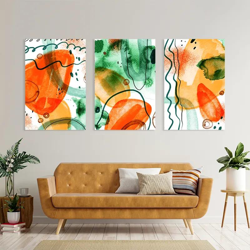 Mehrteiliges Leinwandbild Orange Green Set mockup 4
