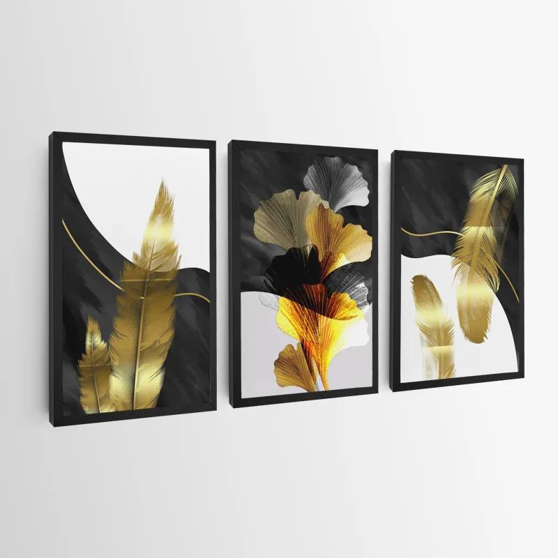 Mehrteiliges Leinwandbild Golden Feathers mockup 0