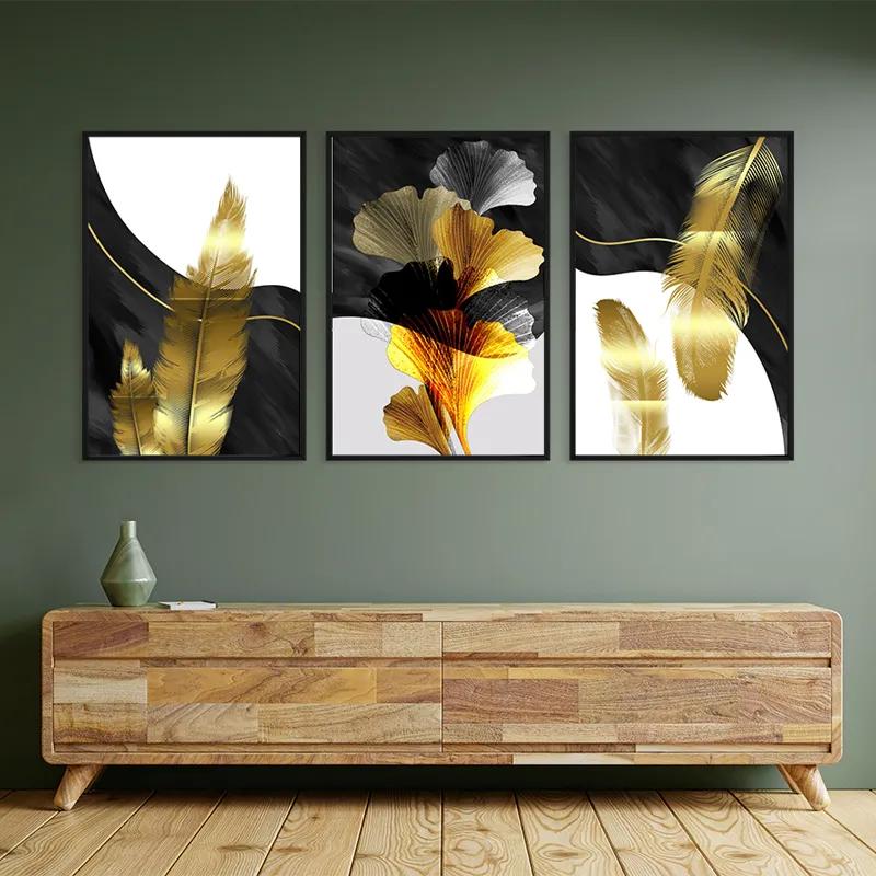 Mehrteiliges Leinwandbild Golden Feathers mockup 2