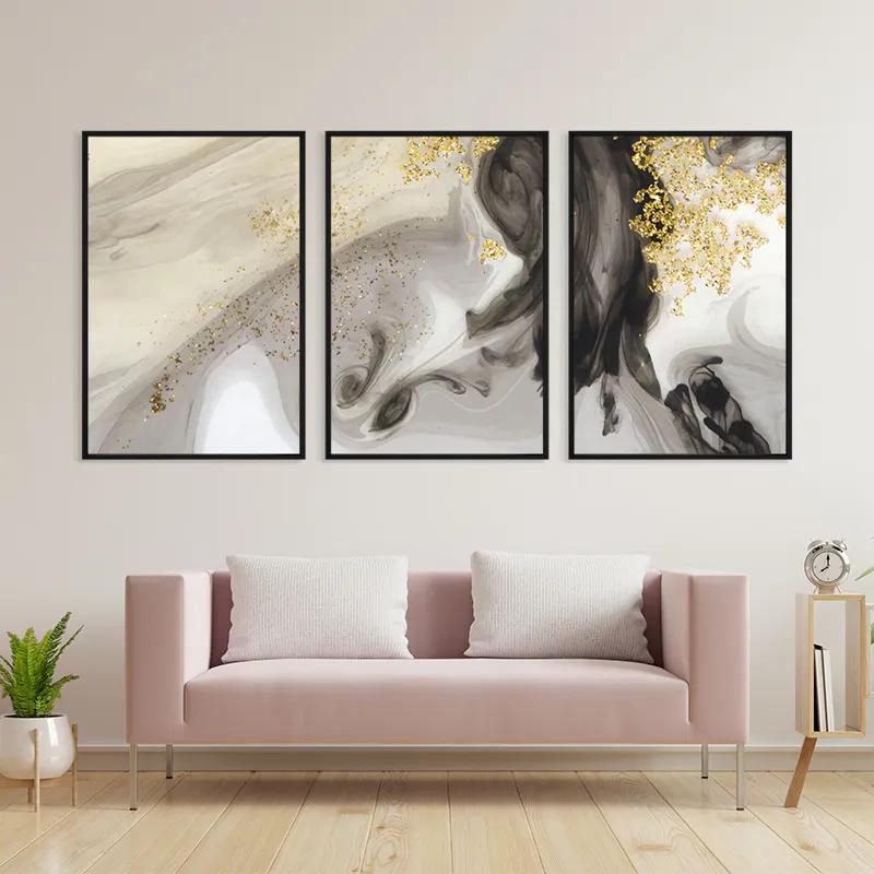 Mehrteiliges Leinwandbild Cream Glitter Set mockup 3