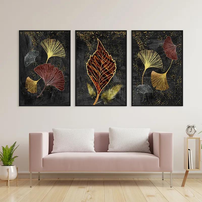 Mehrteiliges Leinwandbild Fire Leaves mockup 3