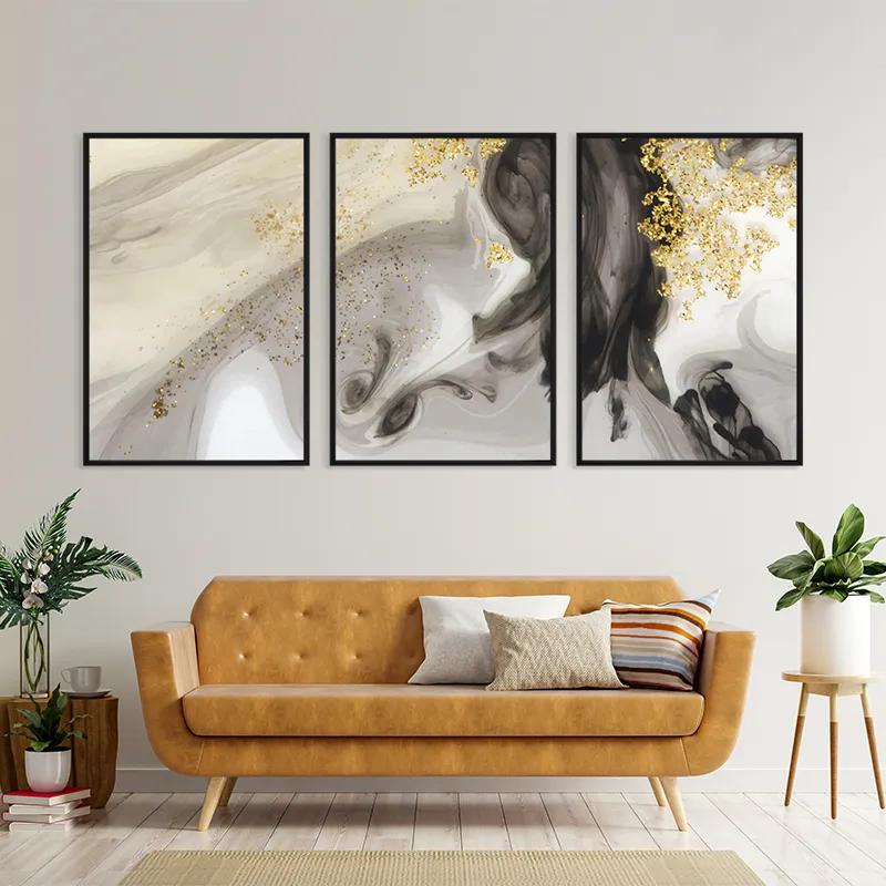 Mehrteiliges Leinwandbild Cream Glitter Set mockup 4