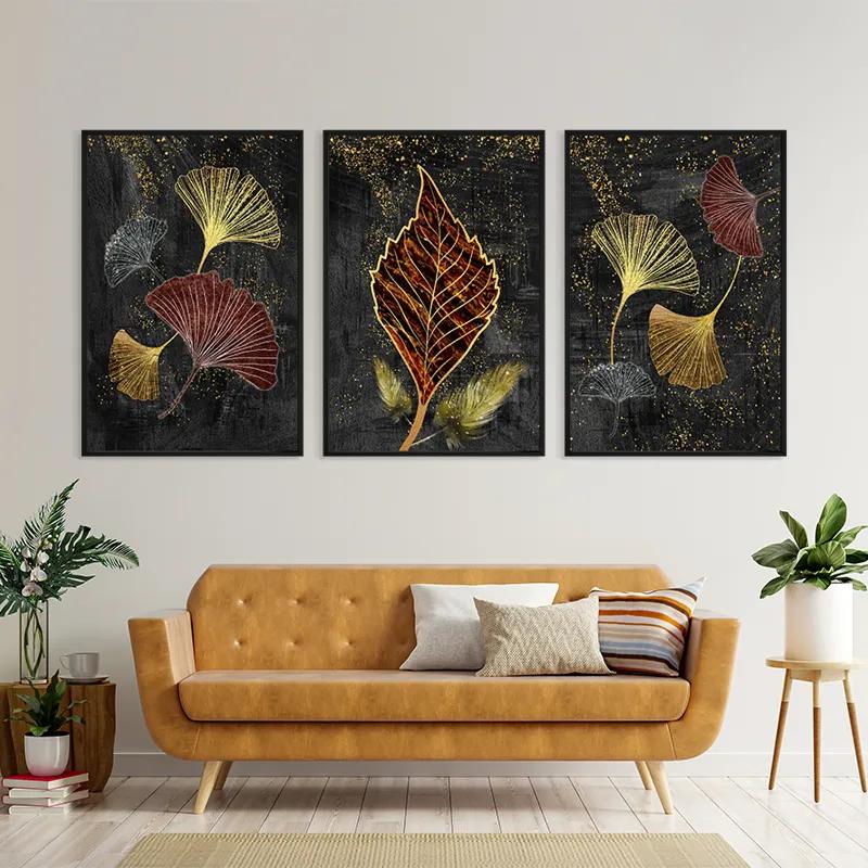 Mehrteiliges Leinwandbild Fire Leaves mockup 4