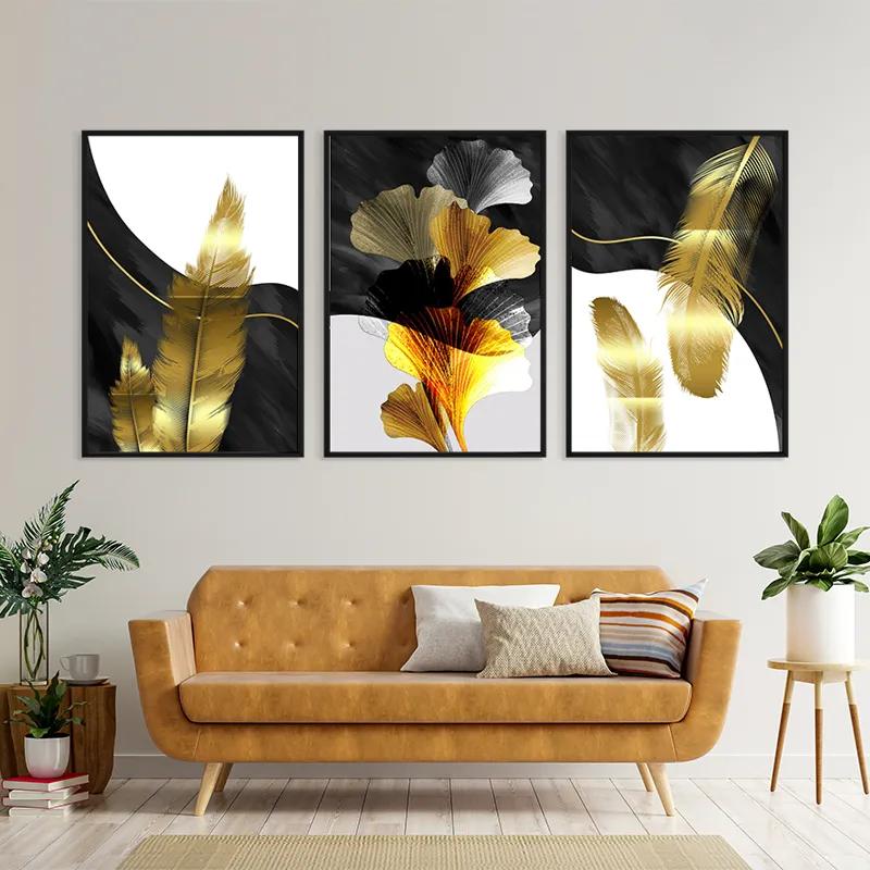 Mehrteiliges Leinwandbild Golden Feathers mockup 4