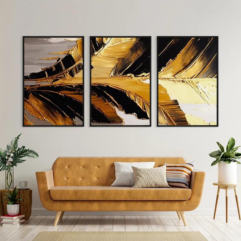 Mehrteiliges Leinwandbild Goldenlack Set mockup 4
