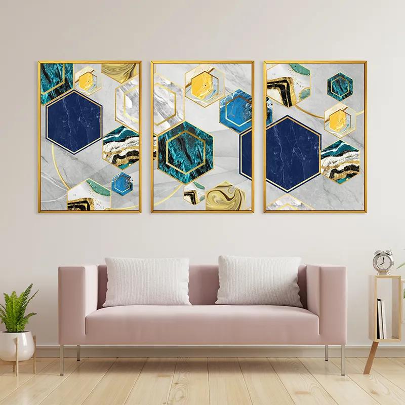 Mehrteiliges Leinwandbild Marble Hexagon mockup 3