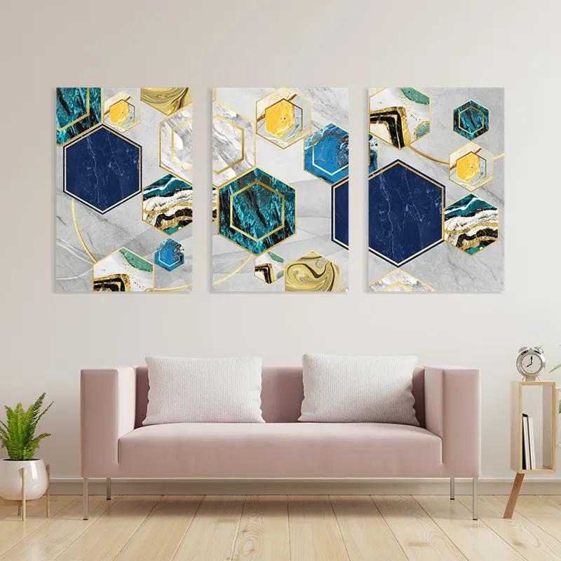 Mehrteiliges Leinwandbild Marble Hexagon mockup 3