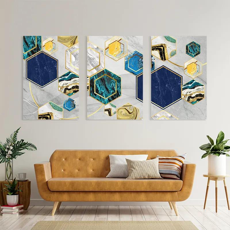 Mehrteiliges Leinwandbild Marble Hexagon mockup 4