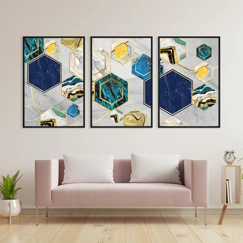 Mehrteiliges Leinwandbild Marble Hexagon mockup 3