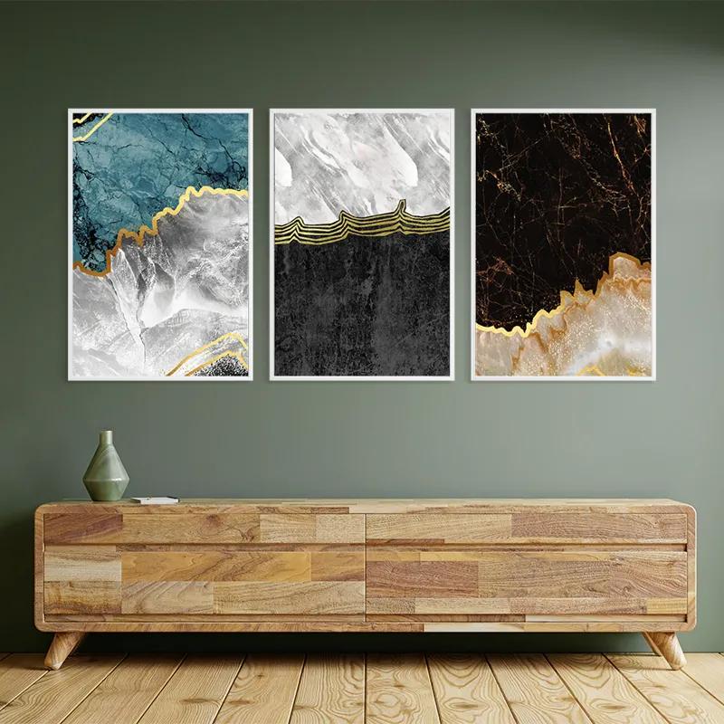 Mehrteiliges Leinwandbild Abstract Silver Waves mockup 2