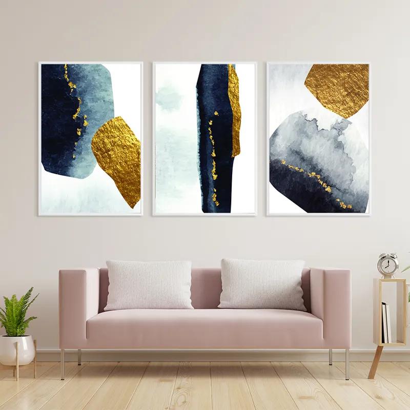 Mehrteiliges Leinwandbild Blacknd Gold Objects mockup 3