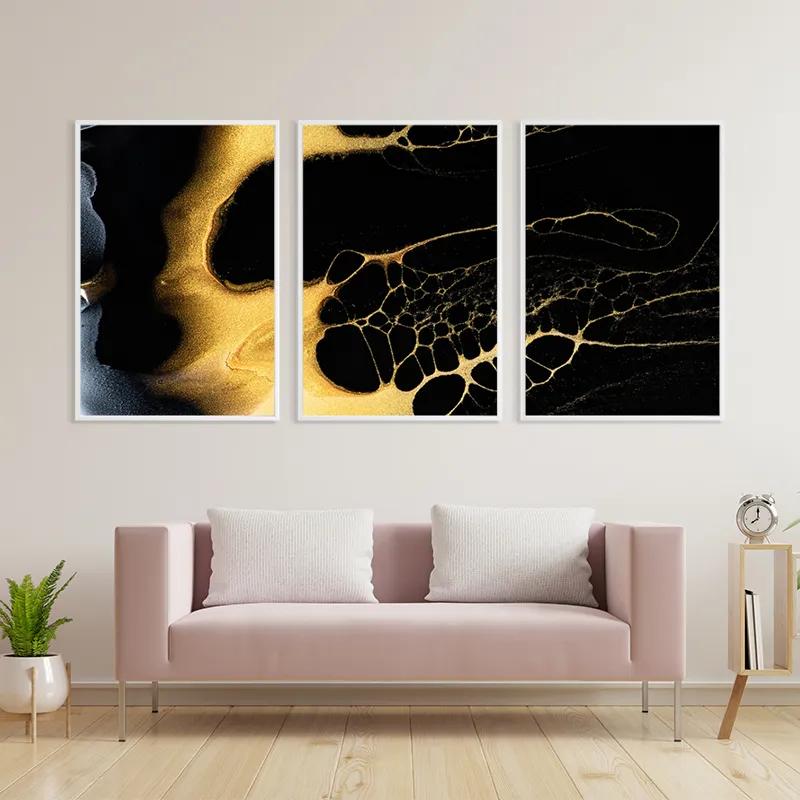 Mehrteiliges Leinwandbild Gold Liquid mockup 3
