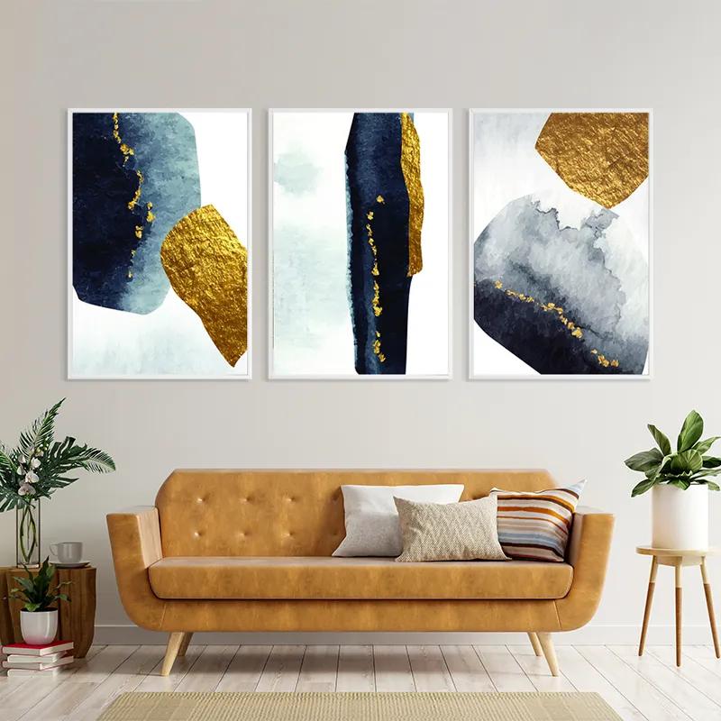 Mehrteiliges Leinwandbild Blacknd Gold Objects mockup 4