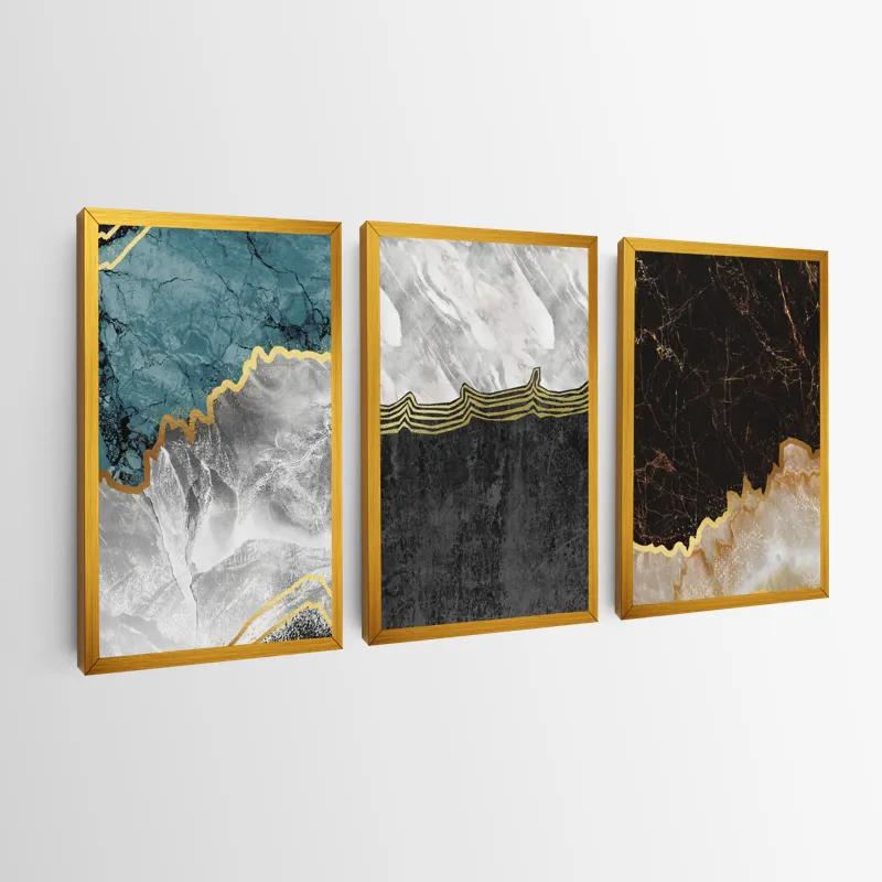 Mehrteiliges Leinwandbild Abstract Silver Waves mockup 0