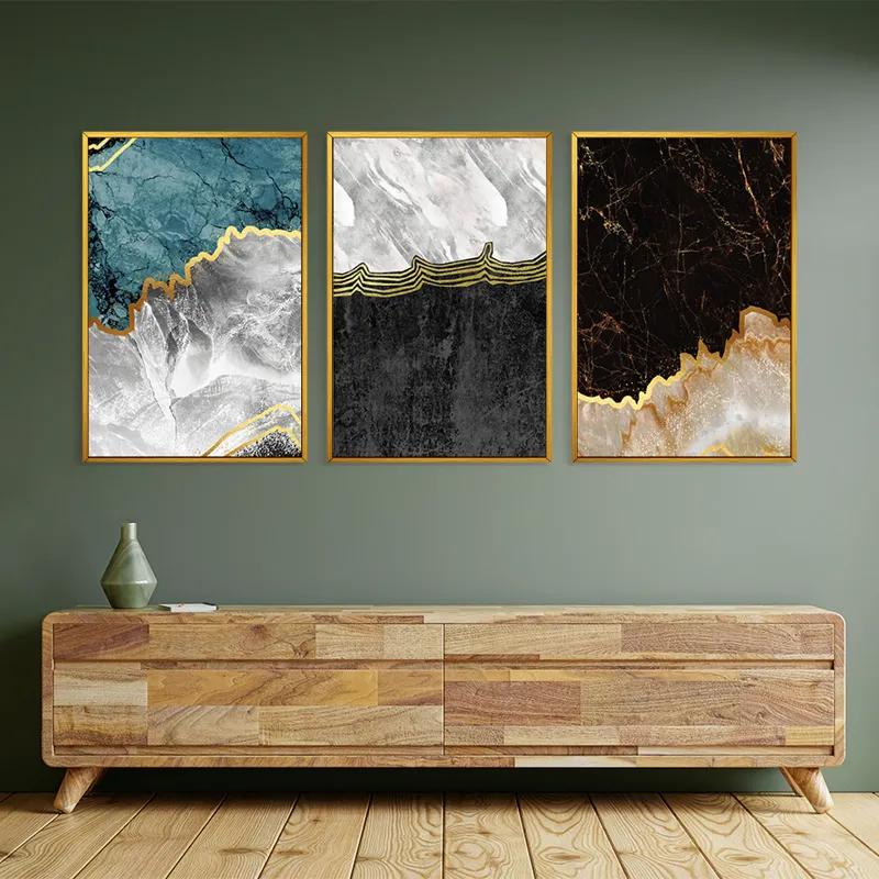 Mehrteiliges Leinwandbild Abstract Silver Waves mockup 2