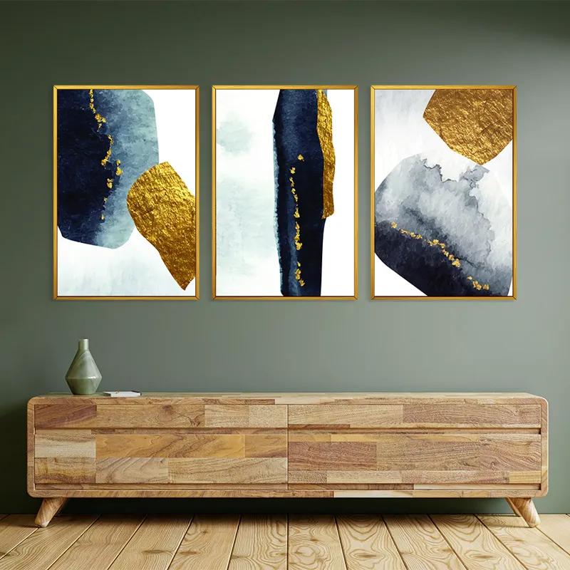 Mehrteiliges Leinwandbild Blacknd Gold Objects mockup 2